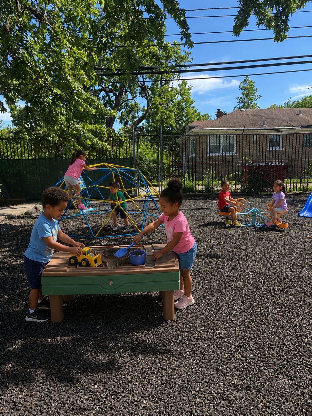 Children playing outside on the playground
